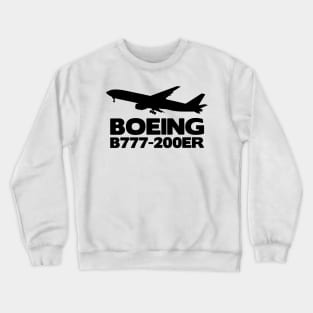 Boeing B777-200ER Silhouette Print (Black) Crewneck Sweatshirt